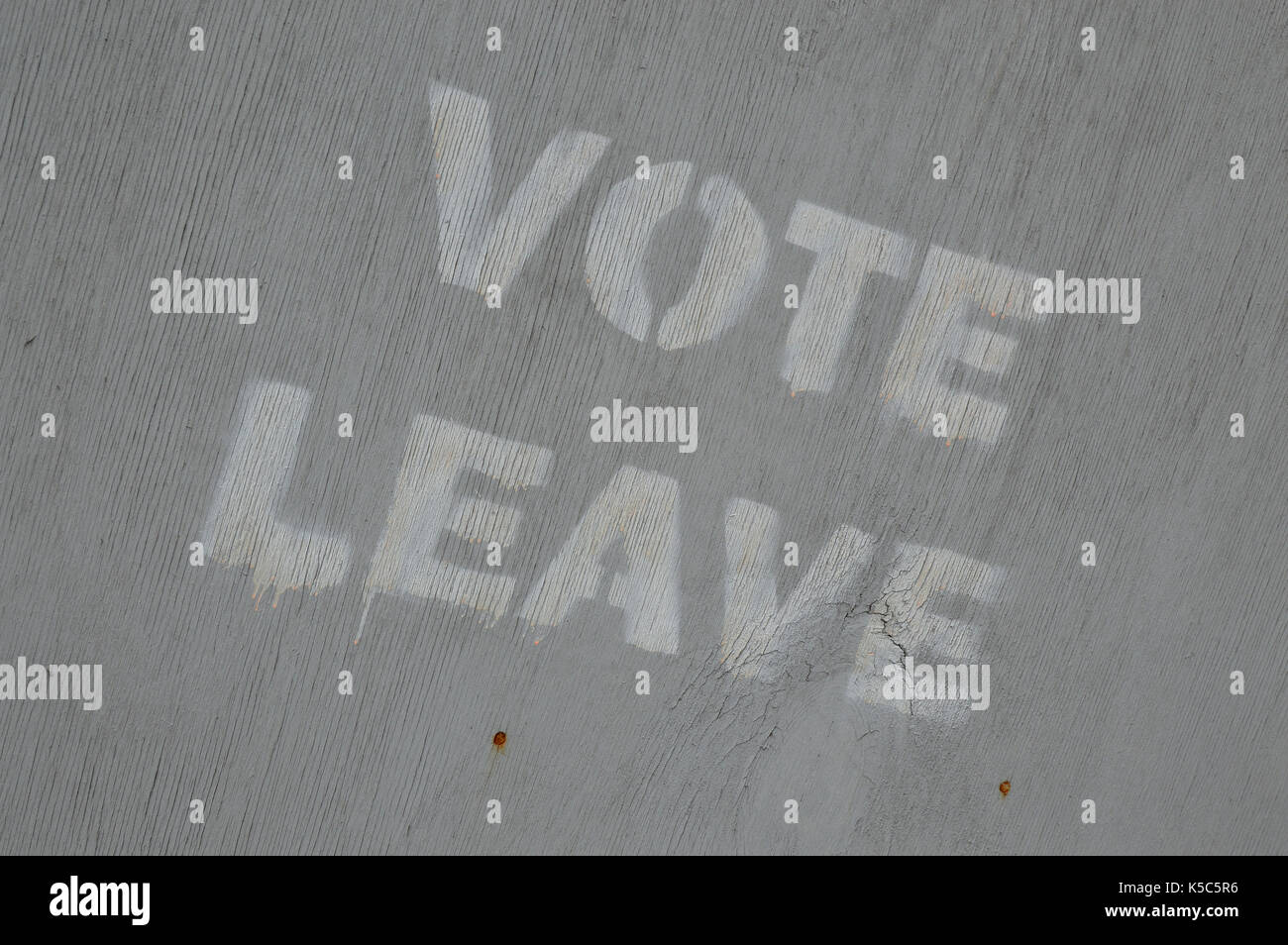 Vote dejar stencil graffiti, UK referéndum sobre salir de la Unión Europea Foto de stock