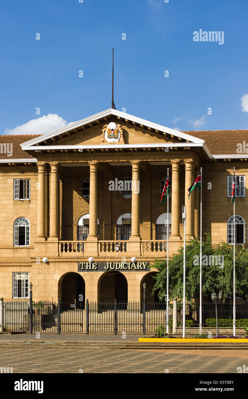 La ley del Poder Judicial, Tribunal edificio exterior, Nairobi, Kenia Foto de stock
