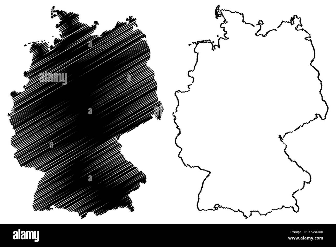 Alemania mapa ilustración vectorial, scribble sketch alemania Ilustración del Vector