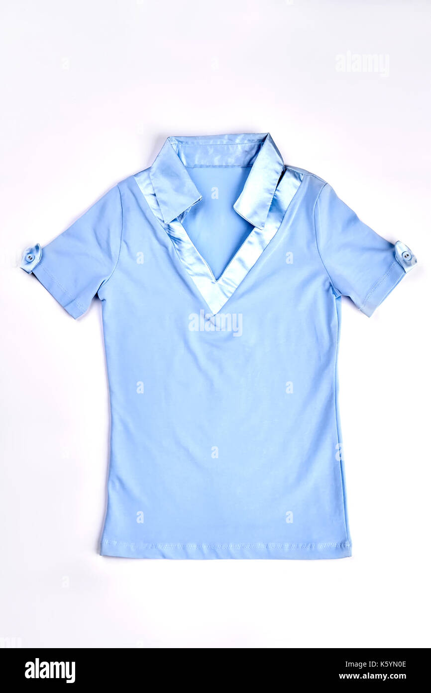 blusa seda azul claro