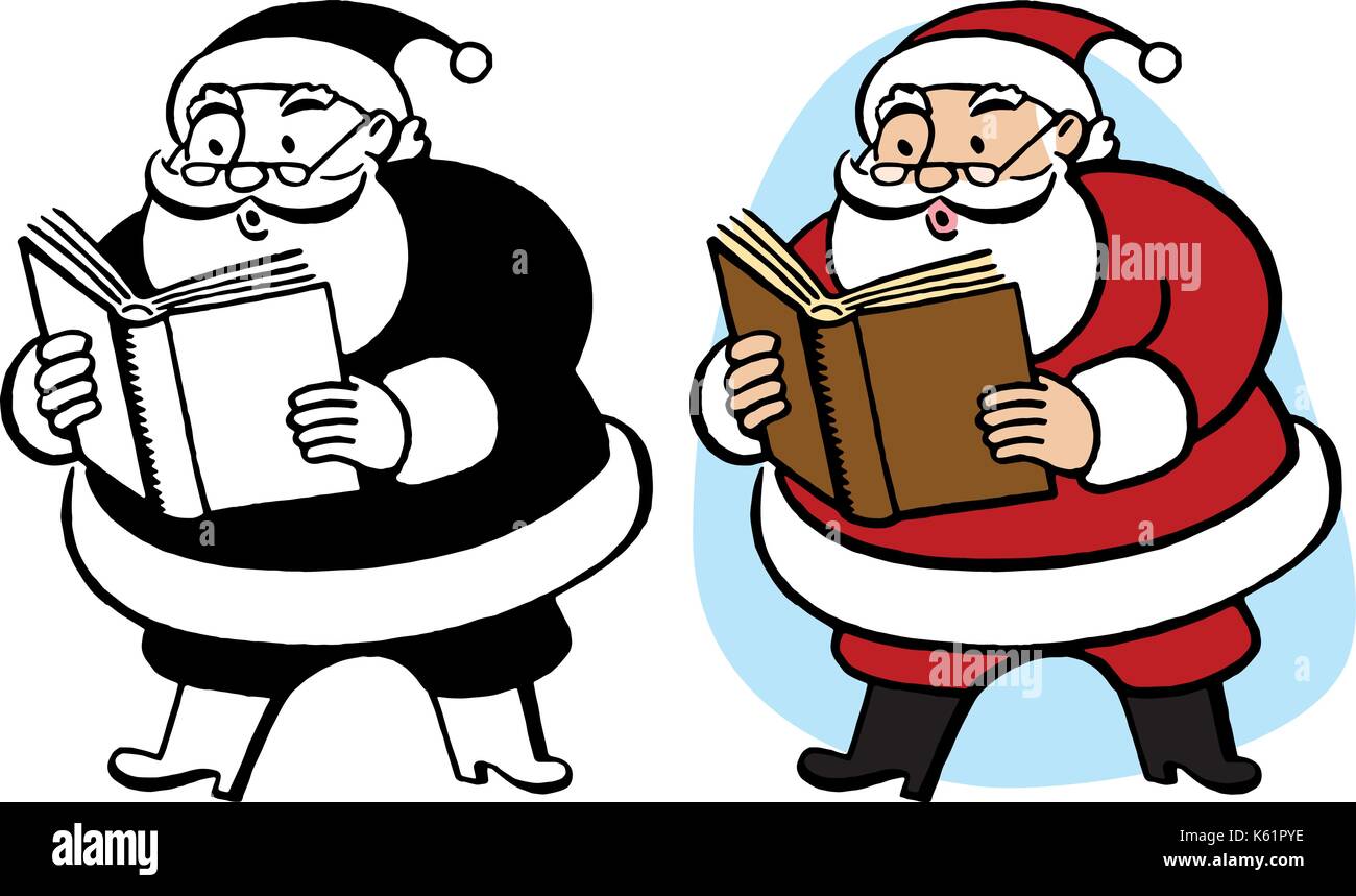 Santa Claus leyendo un libro. Ilustración del Vector