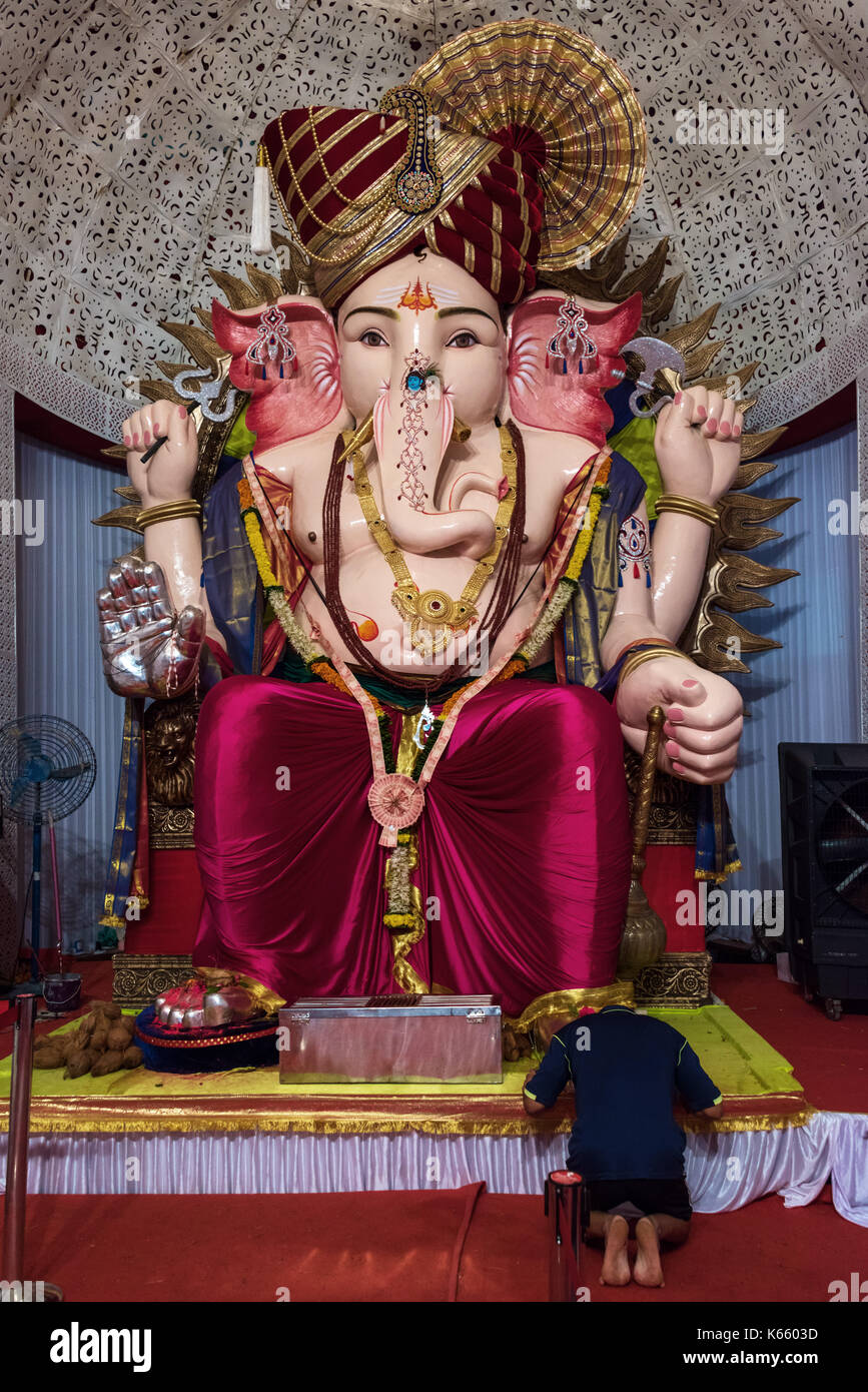Cha Girgaon Raja, Ganesh Festival 2017, Mumbai, India Foto de stock