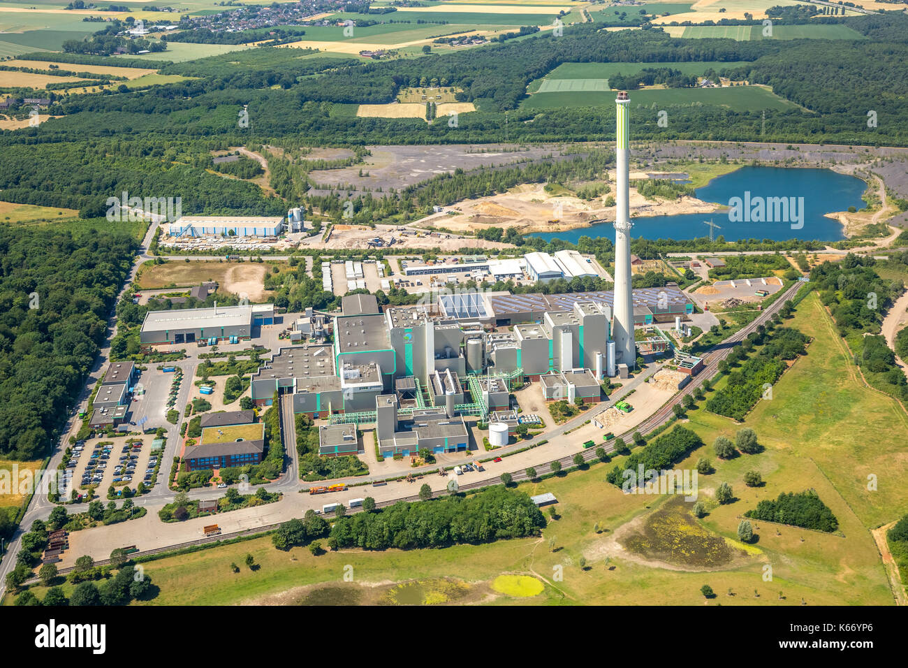 Centro de residuos Asdonkshof, empresas de eliminación, incineración de residuos, calle de injerto, ELSKES mix Concrete GmbH & Co.KG, ELSKES Prefabricado GmbH & Co. KG, Kamp-Li Foto de stock