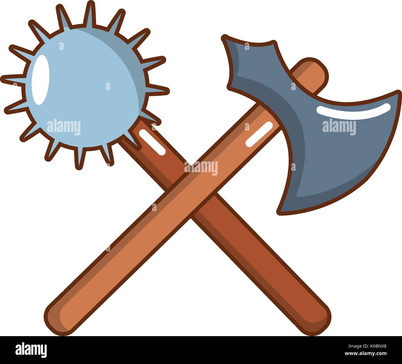 Hacha de batalla medieval y mace, icono de estilo de dibujos animados  Imagen Vector de stock - Alamy