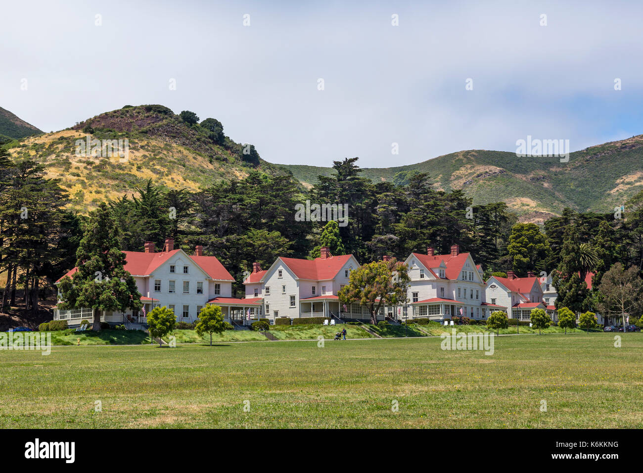 Cavallo point lodge, el lodge en el Golden Gate, hotel, habitaciones y alojamiento, Fort Baker, ciudad de Sausalito, Sausalito, Marin County, California Foto de stock