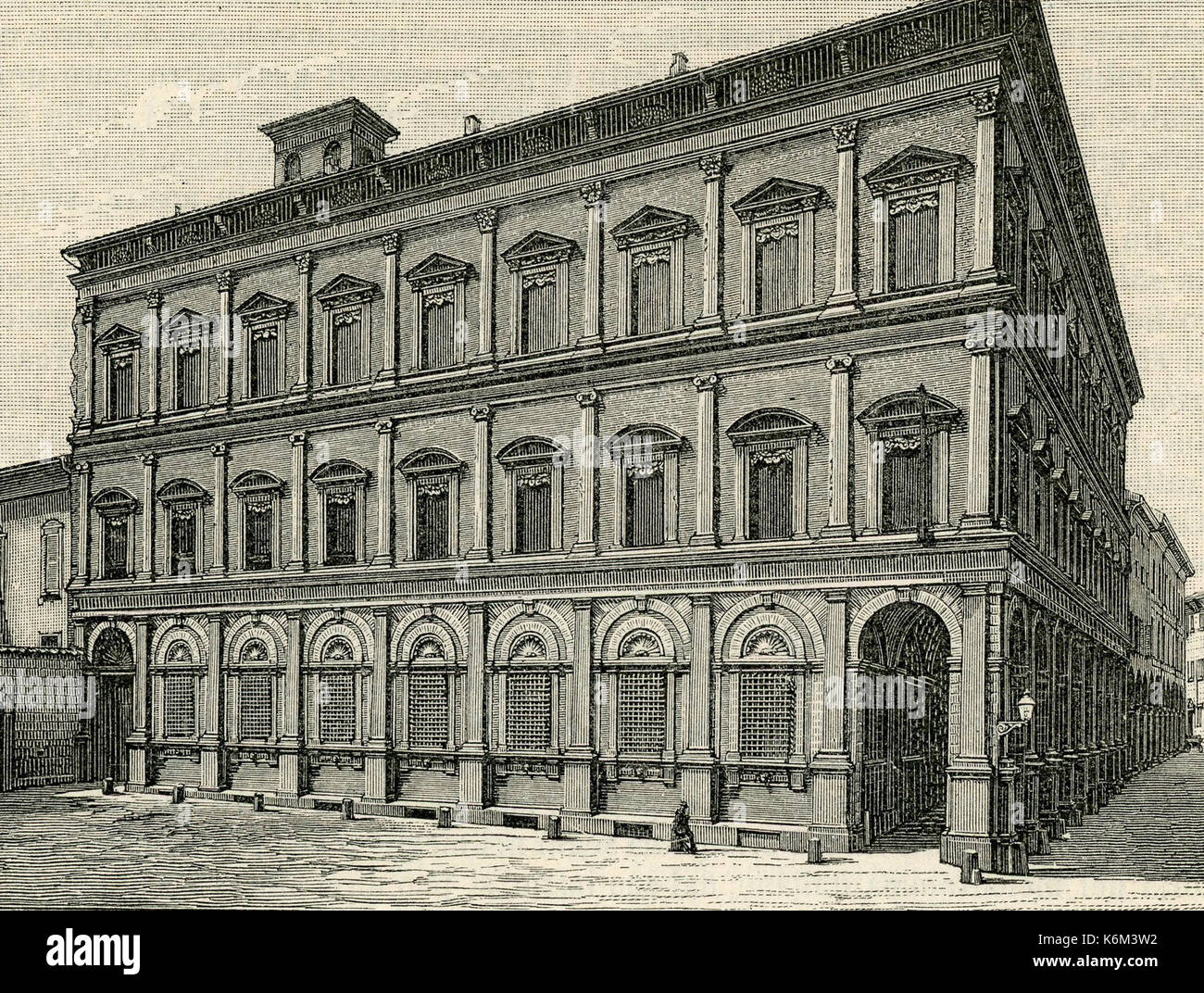 Palazzo Medici xilografia Malvezi Bolonia Foto de stock