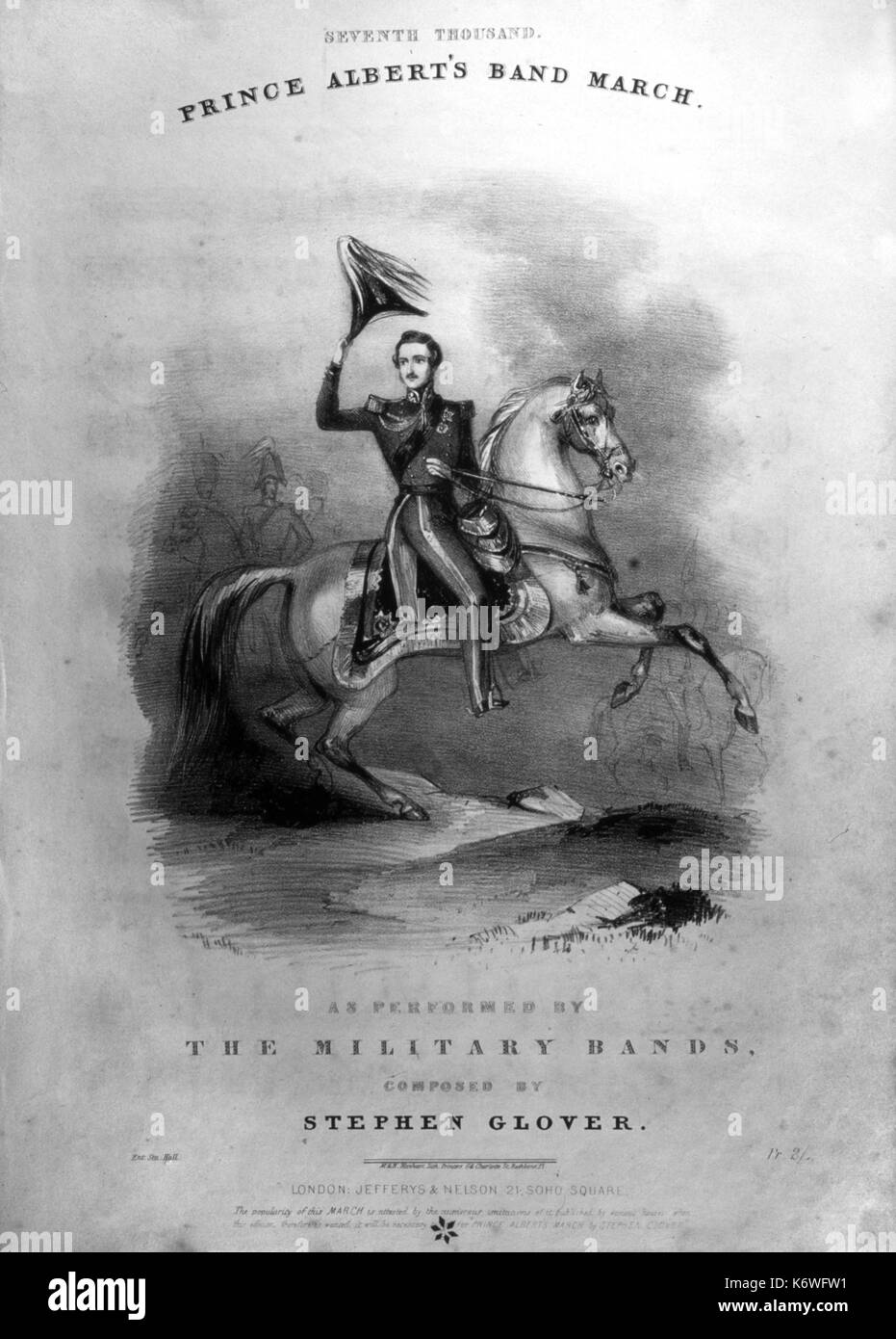 VICTORIA & ALBERT - Prince Albert's Band Marzo cubierta puntuación mostrando Prince Albert montando a caballo. Música por Stephen Glover, c1840 Foto de stock