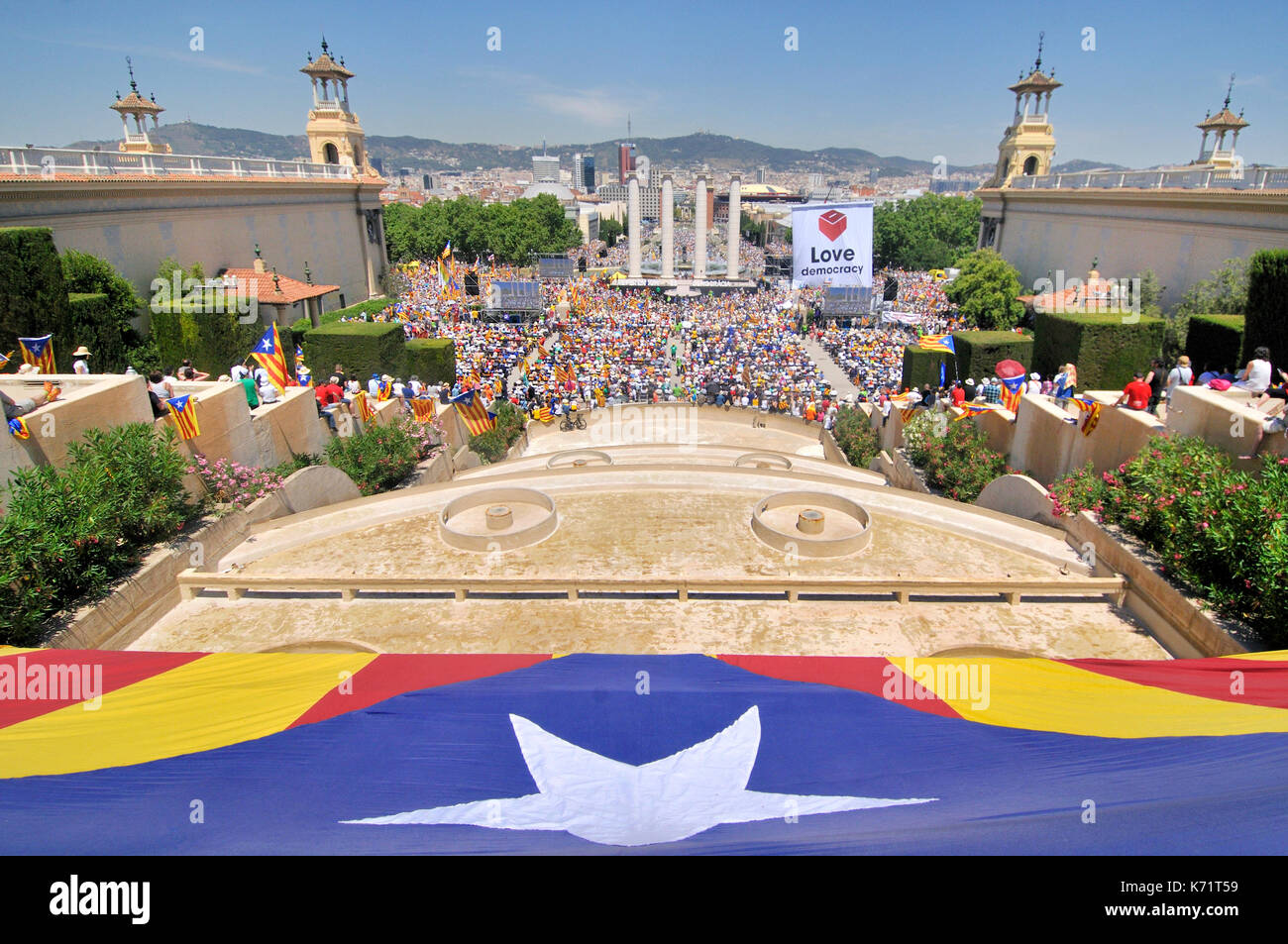 Demostración política para la independencia en Cataluña Foto de stock