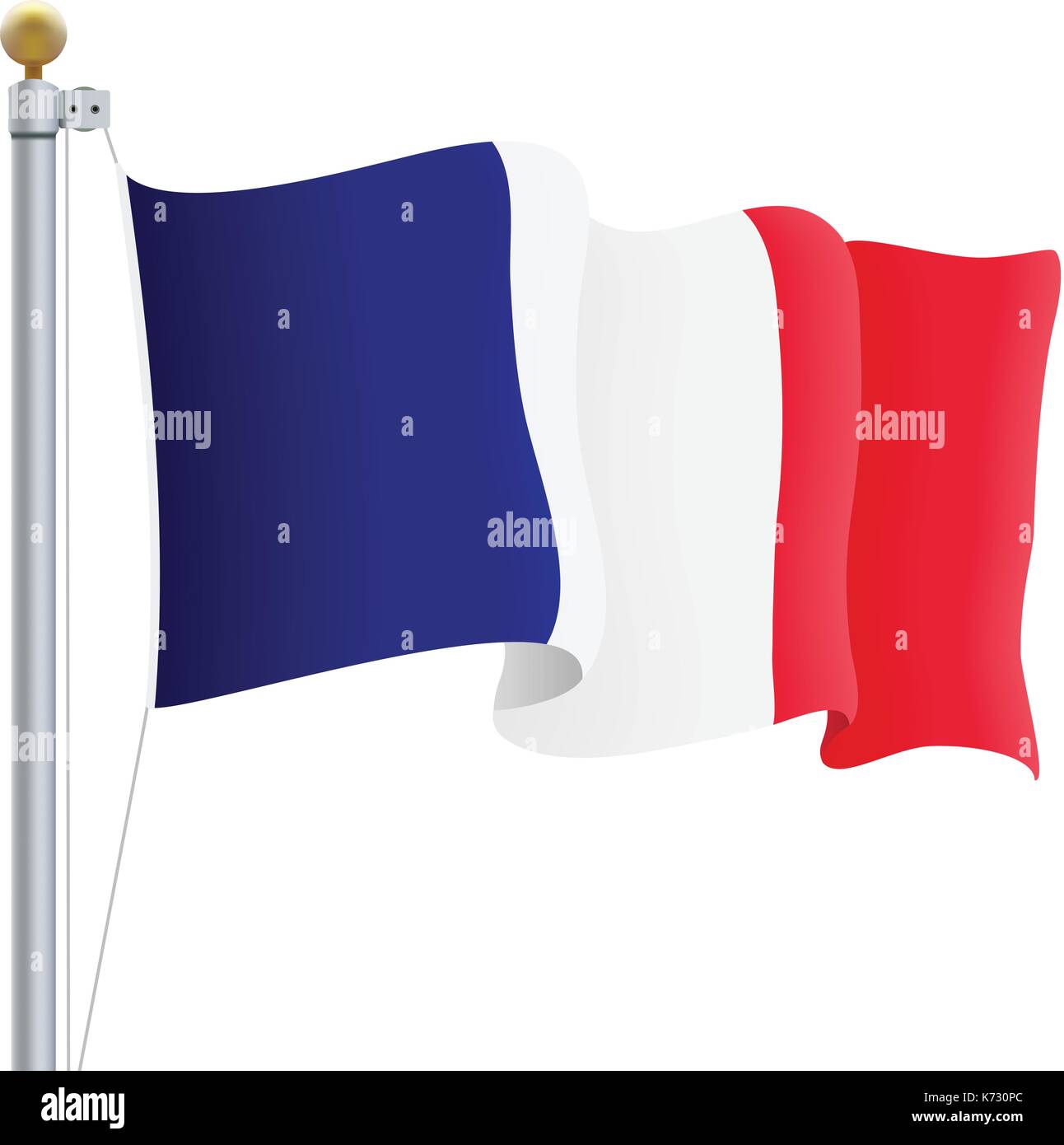 Ondeando La Bandera De Francia Aislado Sobre Un Fondo Blanco Ilustracion Vectorial Imagen Vector De Stock Alamy