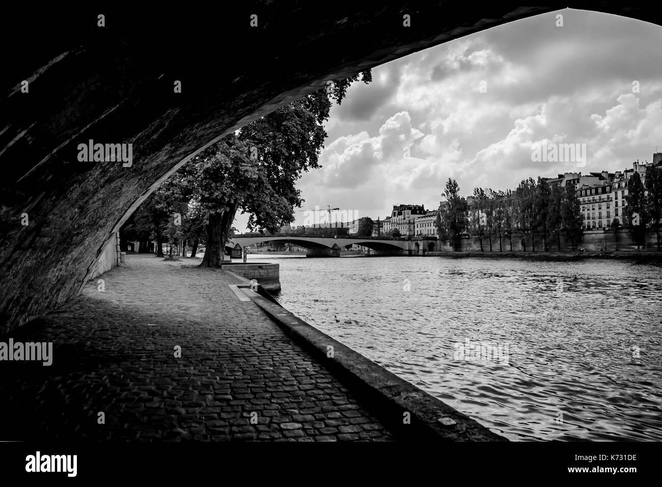 Impresión de Paris desde Pont Pont Royal Foto de stock