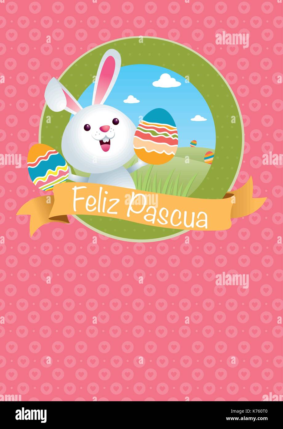FELIZ PASCUA FELIZ PASCUA - en español - Logotipo con conejo