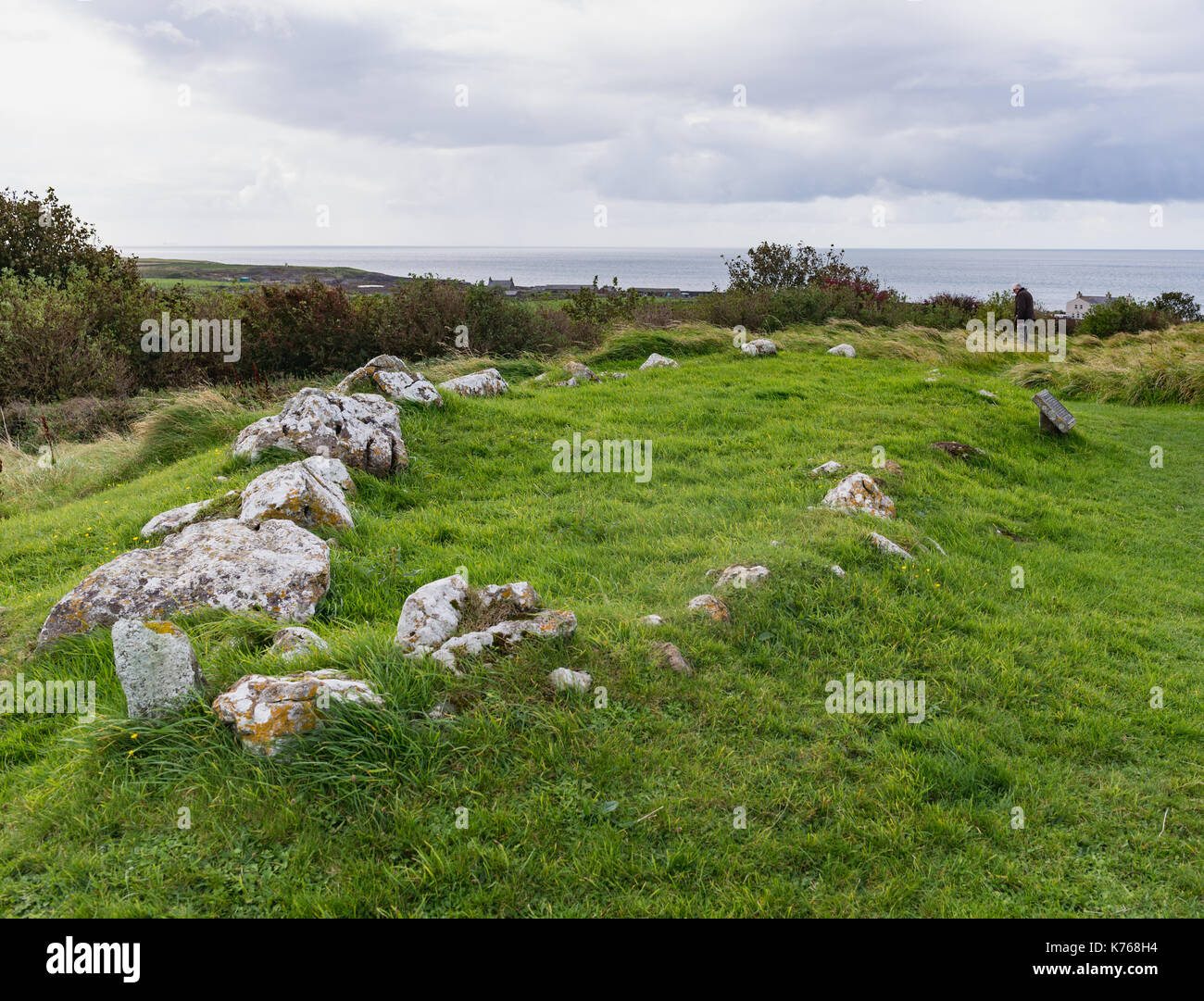 Balladoole Monumento Histórico Sitio, entierro vikingo Foto de stock