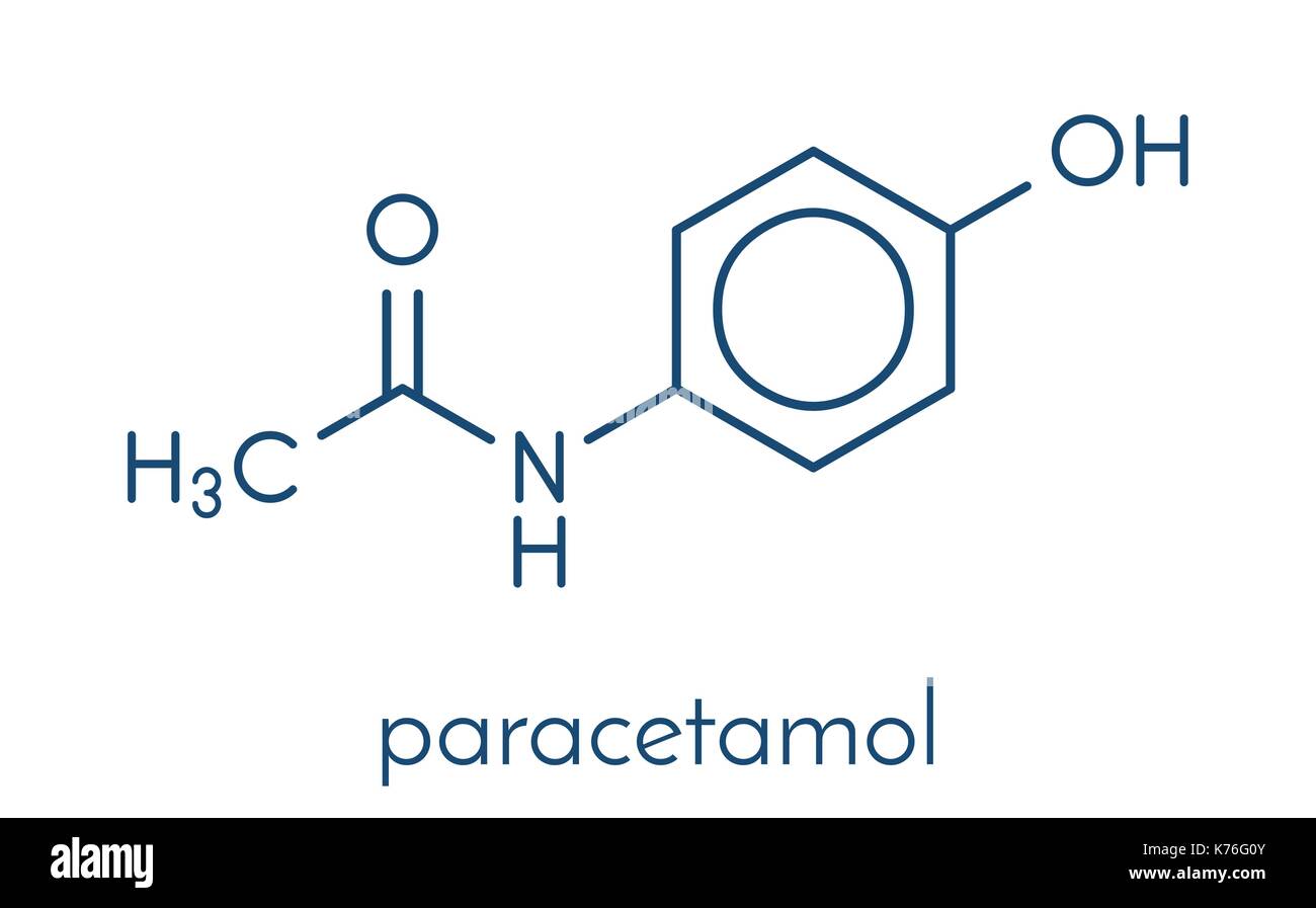 Molécula de fármaco analgésico paracetamol Imágenes vectoriales de