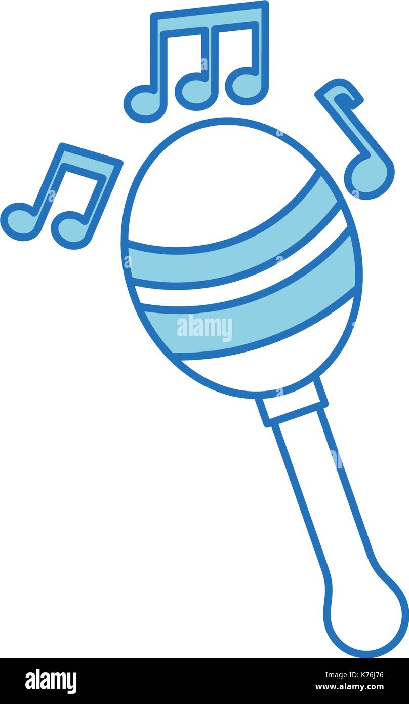 Nota maraca instrumento musical fiesta musical Imagen Vector de stock