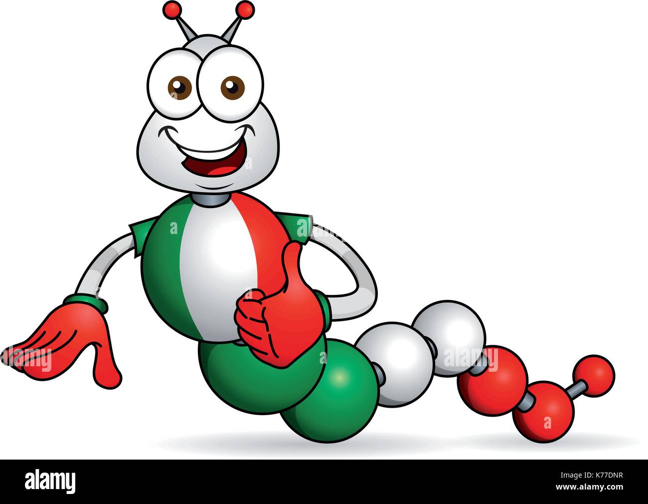 Personaje de dibujos animados. Caricatura de gusano con manos formadas por  esferas con los colores de la bandera de México. Imagen vectorial Imagen  Vector de stock - Alamy