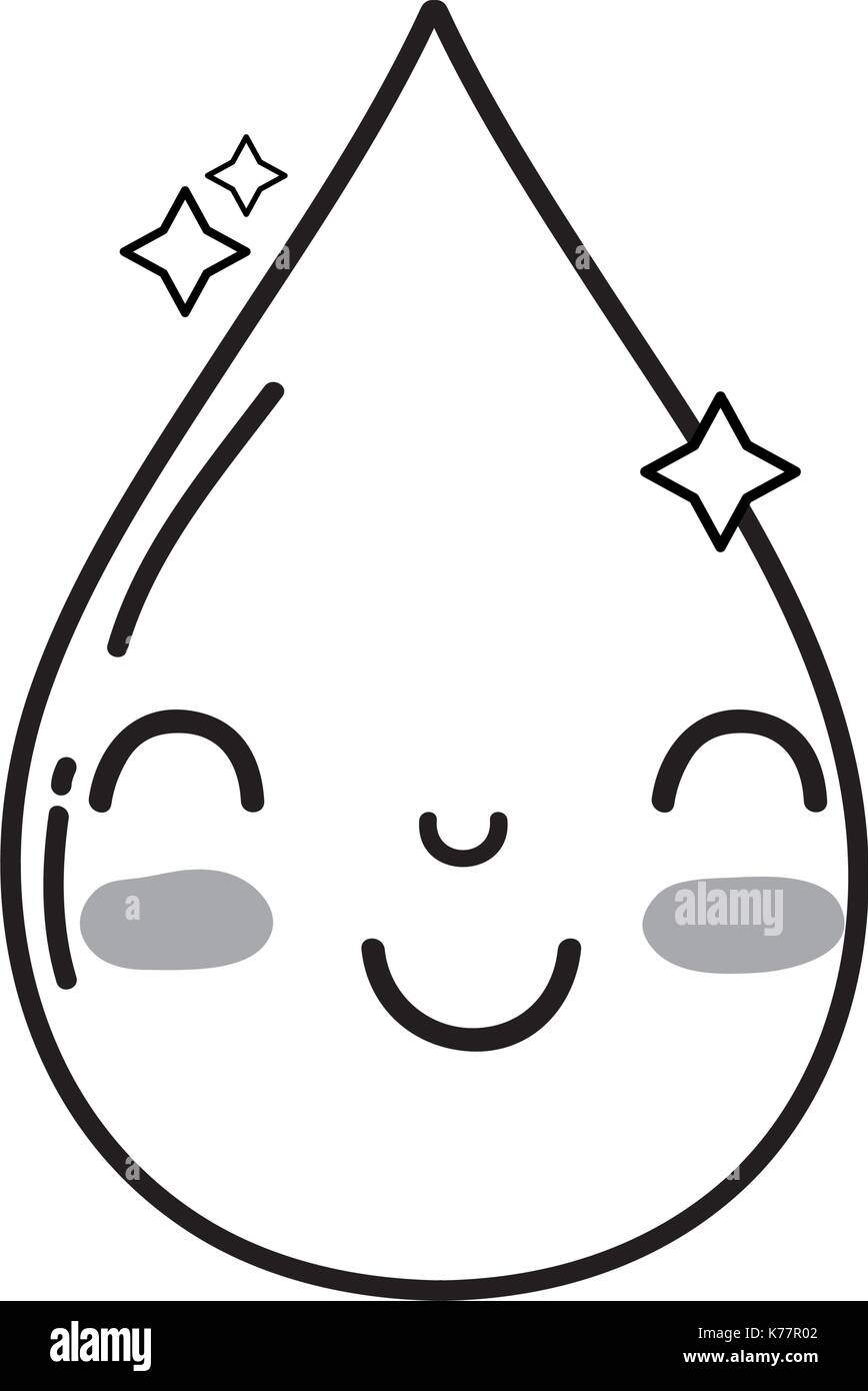 Linea Kawaii Cute Feliz Gota De Agua Ilustracion Del Vector