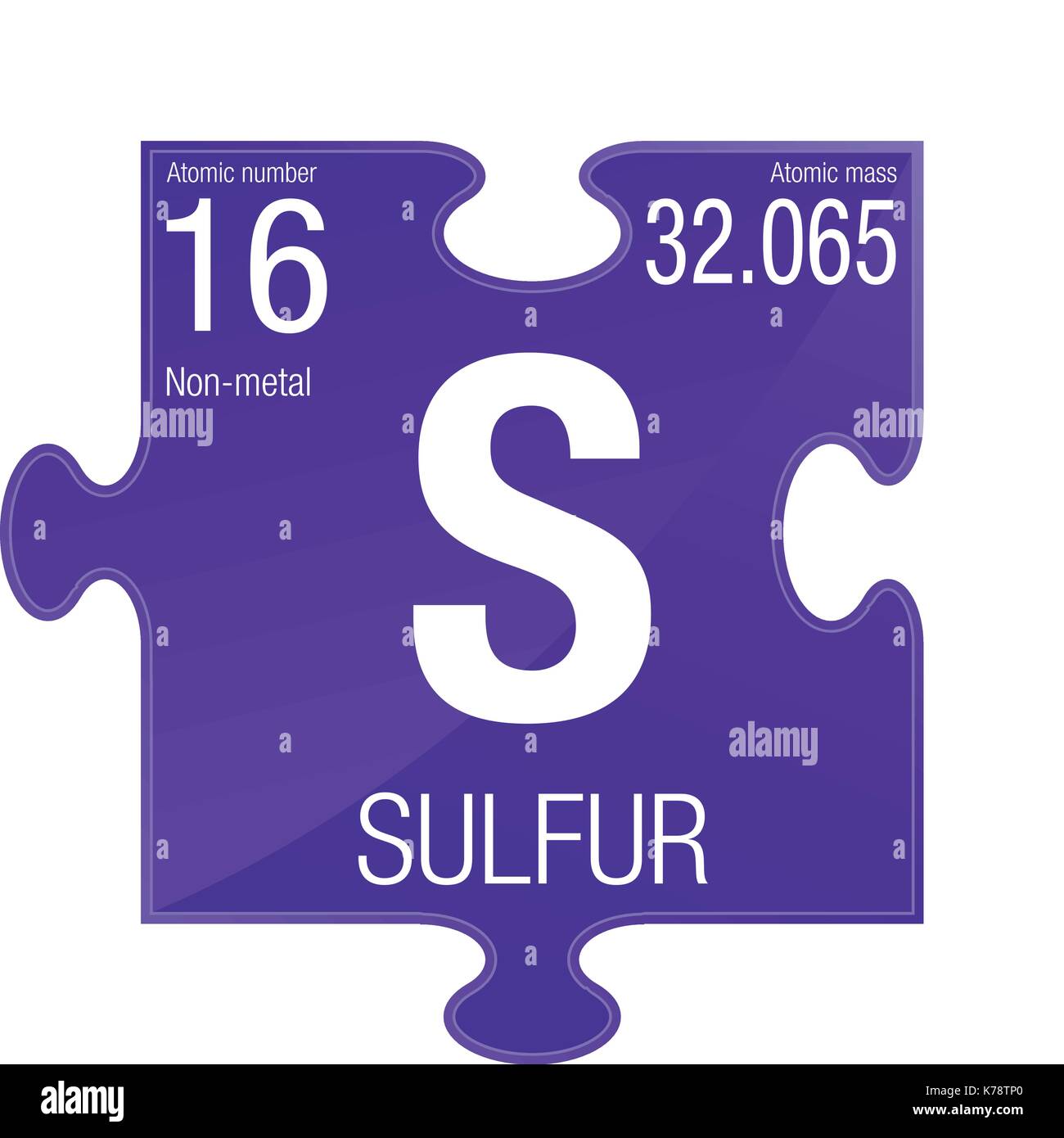 Símbolo de azufre. El elemento número 16 de la Tabla Periódica de los  elementos - Química - pieza del puzzle con fondo violeta Imagen Vector de  stock - Alamy