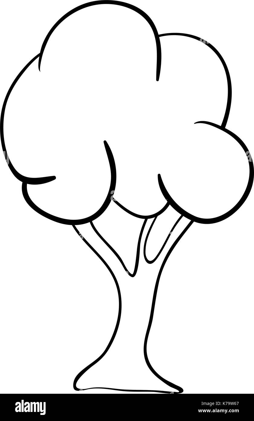 Esquema de árbol de dibujos animados símbolo vectorial diseño. bonita  ilustración aislado sobre fondo blanco Imagen Vector de stock - Alamy