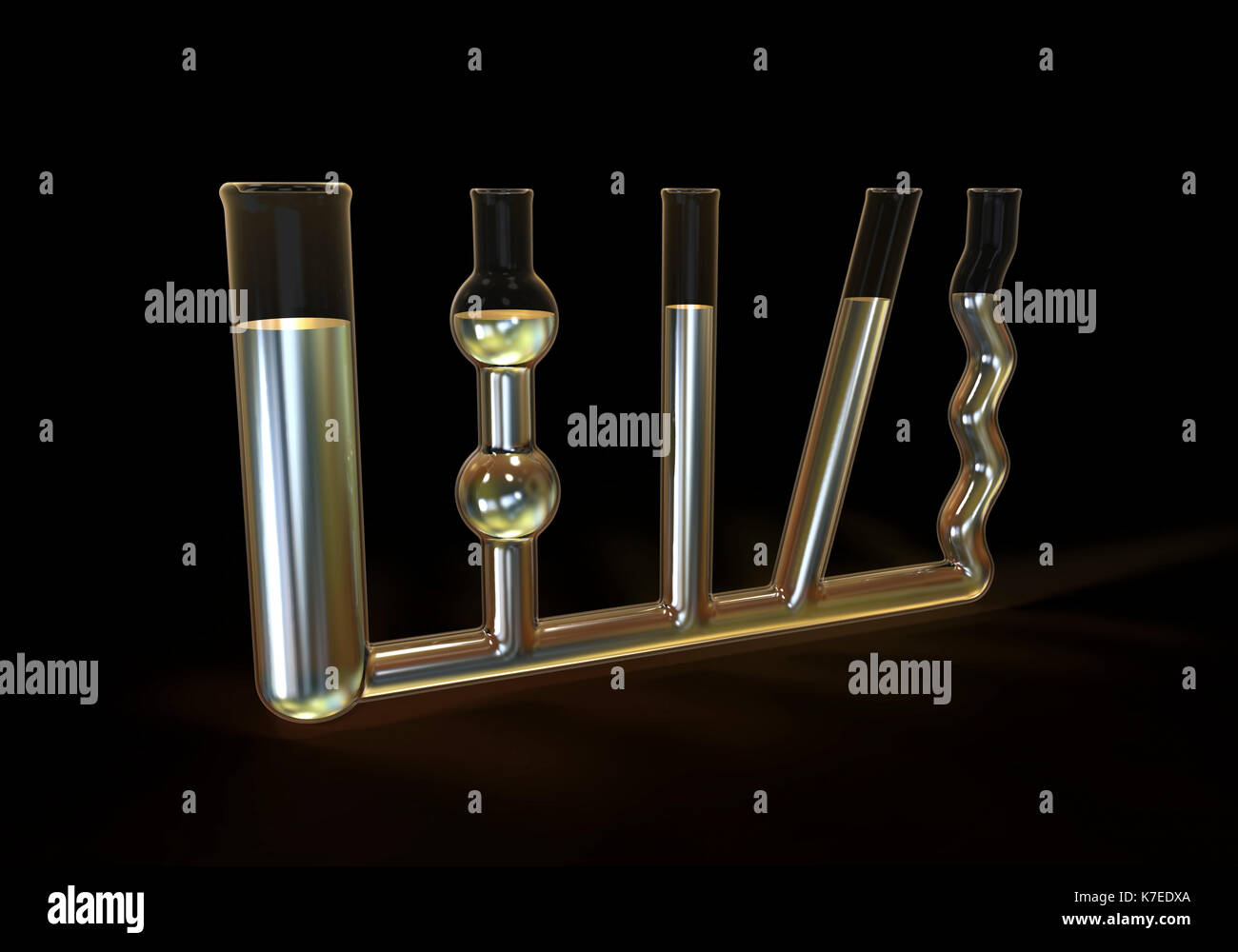 Vasos comunicantes, equipo de ilustración. Este material de vidrio de  laboratorio se utiliza para demostrar la Ley de Stevin Fotografía de stock  - Alamy