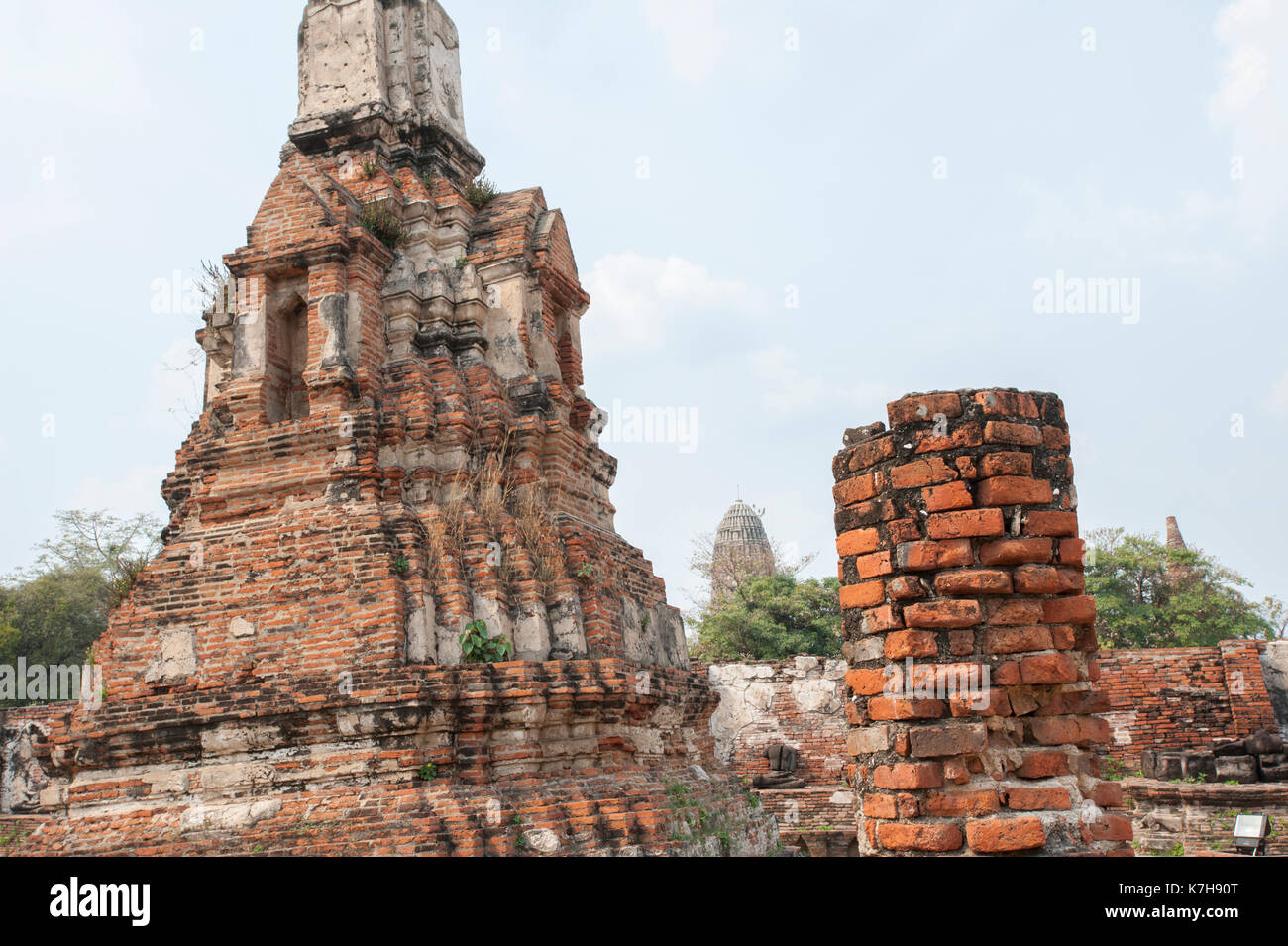 Wat Mahathat (Templo de la Gran reliquia), Ayutthaya, Tailandia. Foto de stock