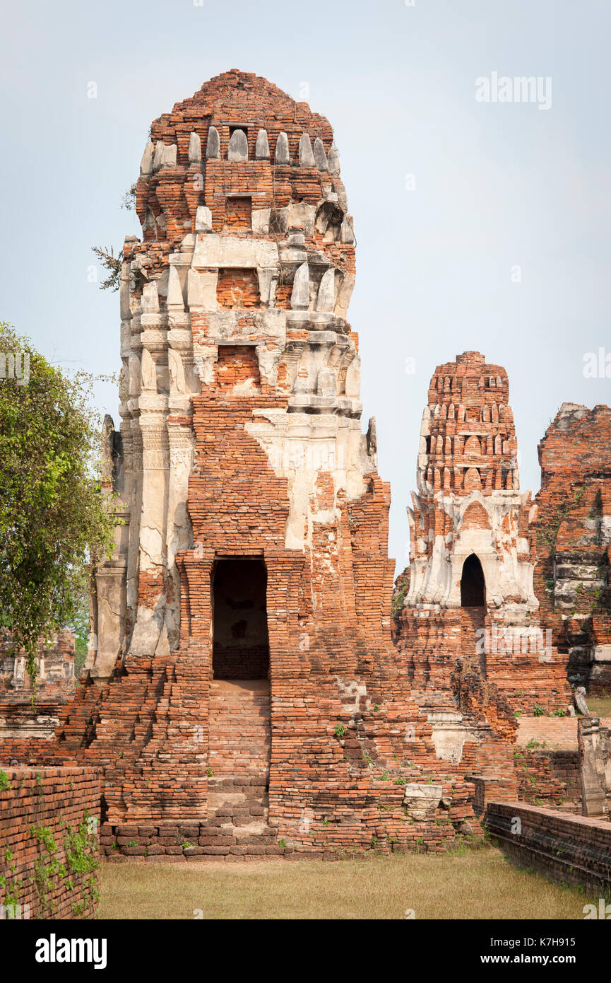 Wat Mahathat (Templo de la Gran reliquia), Ayutthaya, Tailandia. Foto de stock