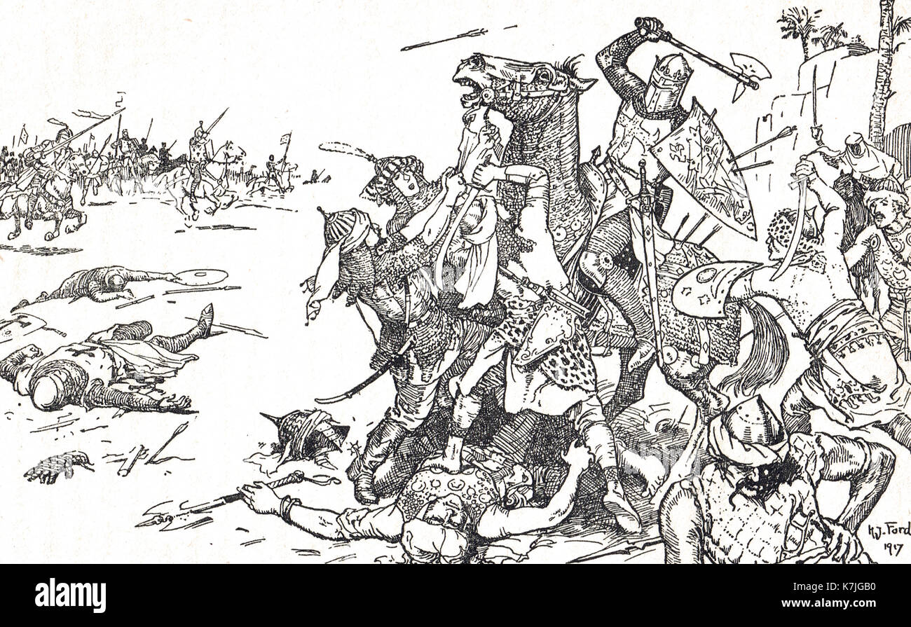 El rey de Francia, Luis IX, batalla de al mansurah, 1250 séptima cruzada) Foto de stock