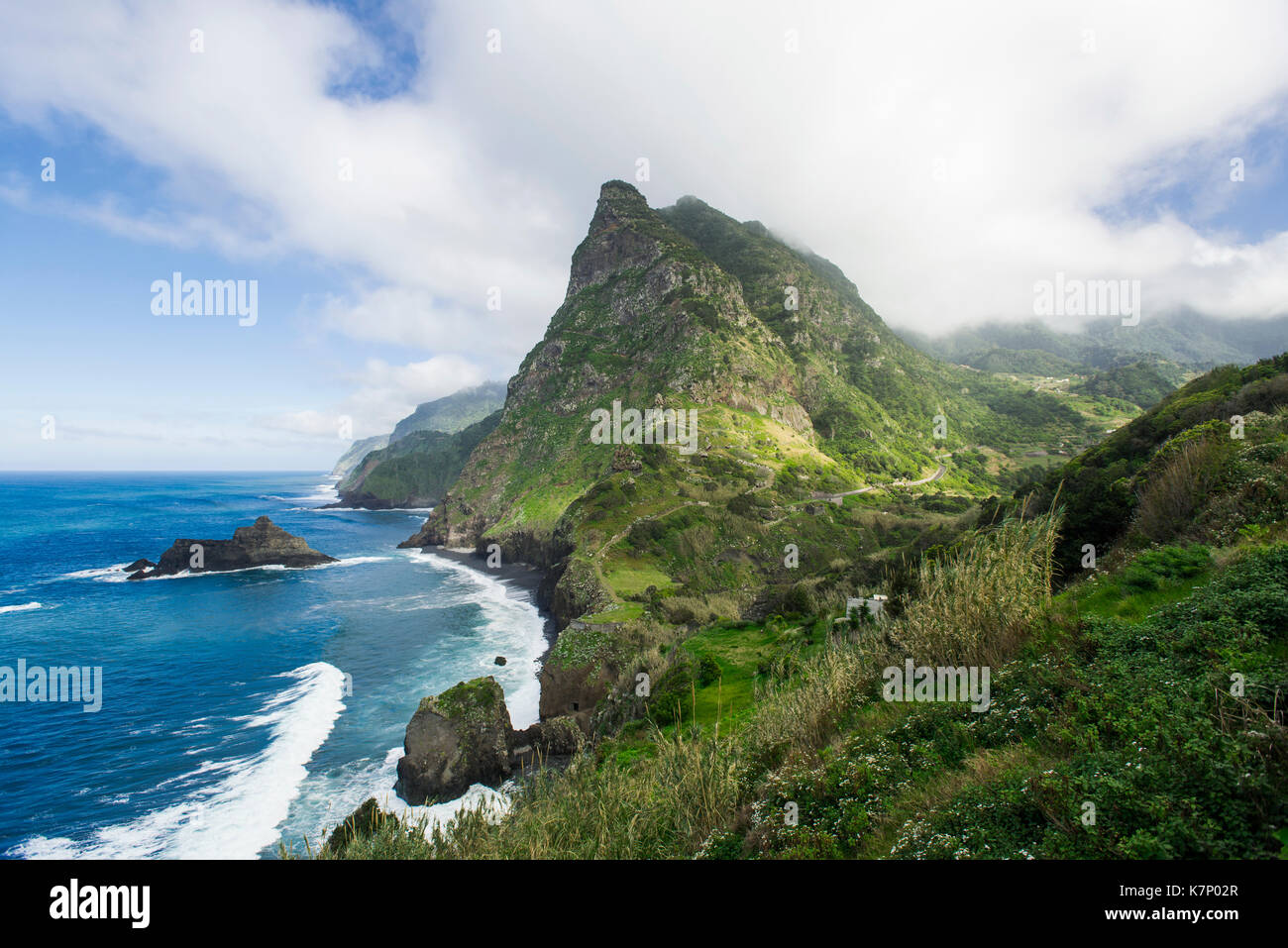 Mirador de boaventura, en la costa norte de la isla de Madeira, Portugal Foto de stock