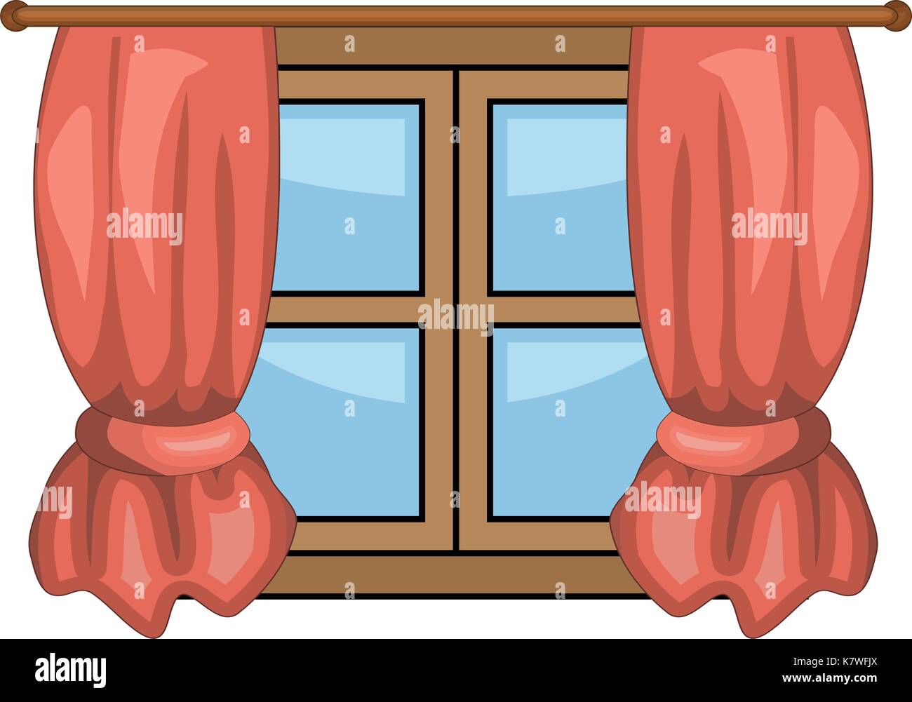 Dibujos animados con las cortinas de la ventana Símbolo del vector diseño. bonita ilustración
