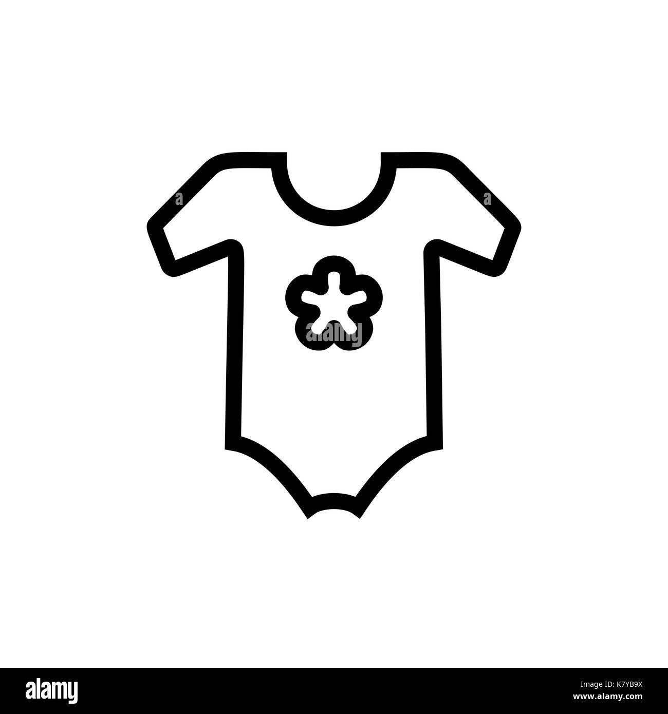 Traje del cuerpo del bebé línea delgada icono. símbolo de esquema recién bodysuit para el diseño de niños y aplicaciones móviles webstie. Contornear trazado kid ropa el pictograma. Ilustración del Vector