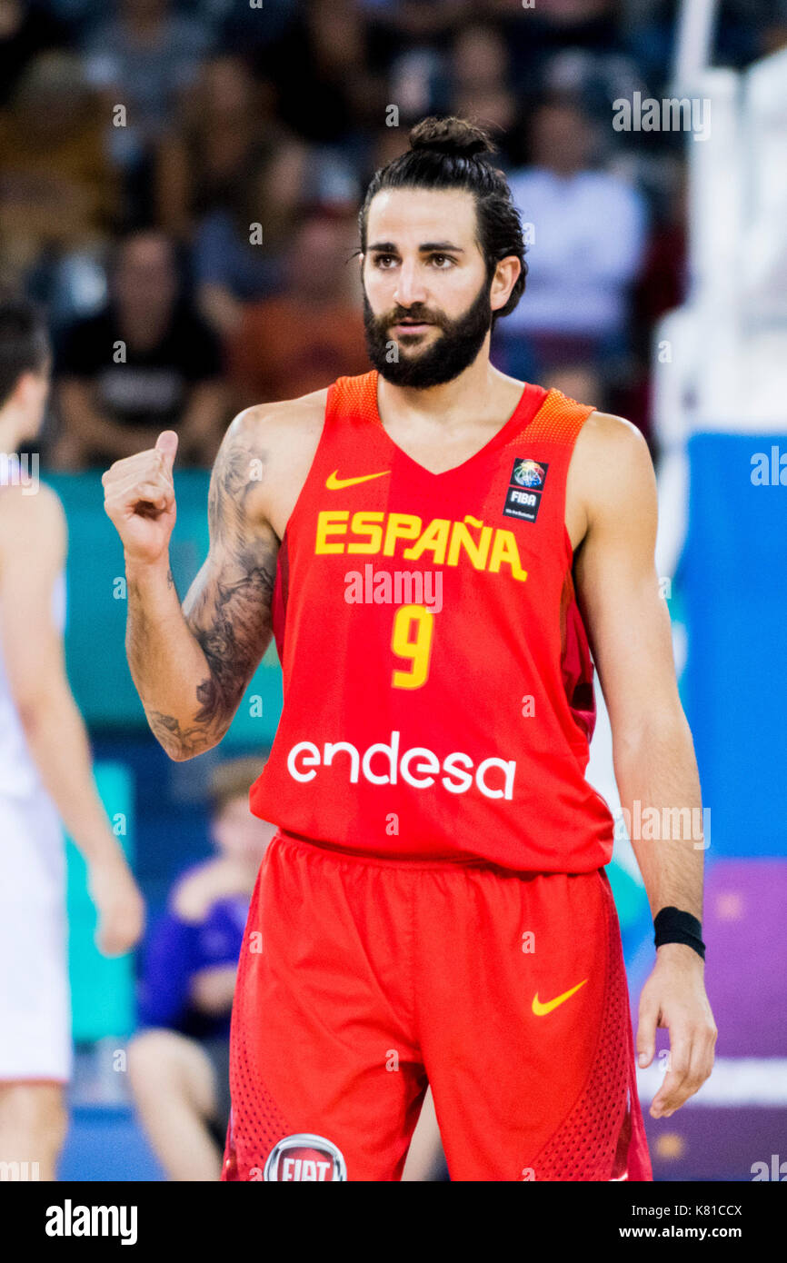 Septiembre 7, 2017: Ricky Rubio #9 (esp) durante la FIBA Eurobasket 2017 -  grupo C, juego entre Hungría y España en el salón polivalente, CLUJ-NAPOCA,  Rumania rou. foto: cronos Fotografía de stock - Alamy