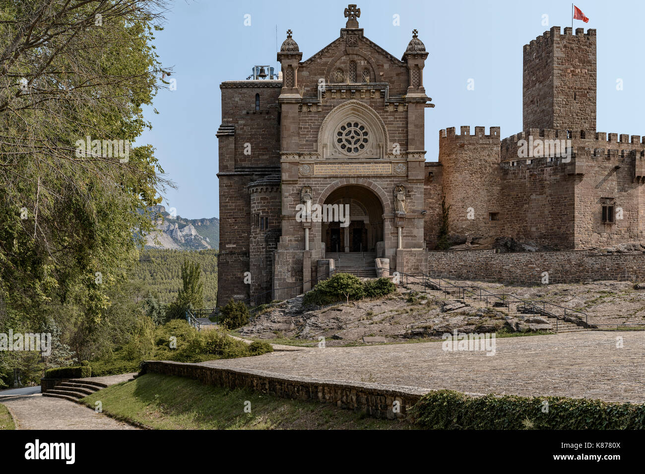 El castillo de Javier, en la provincia de Navarra, región de España. Famoso por ser el lugar de nacimiento de San Francisco Javier. Foto de stock