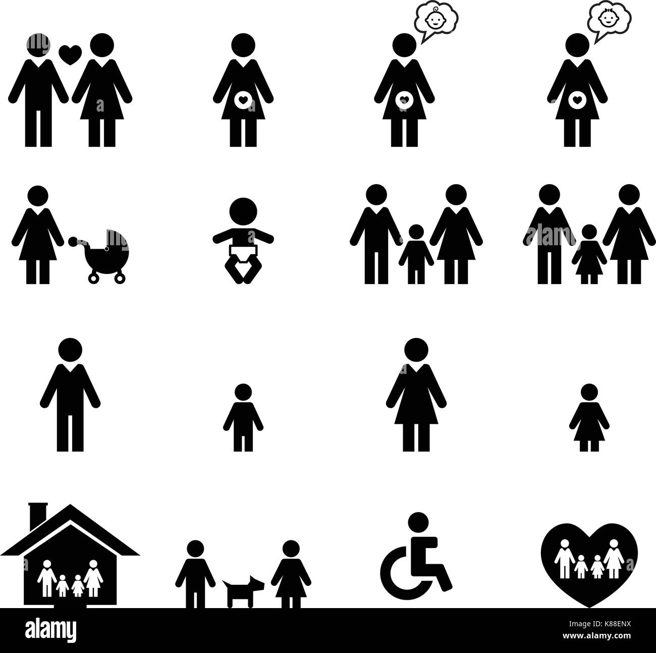 Familia Con Tres Hijos Imágenes vectoriales de stock - Alamy