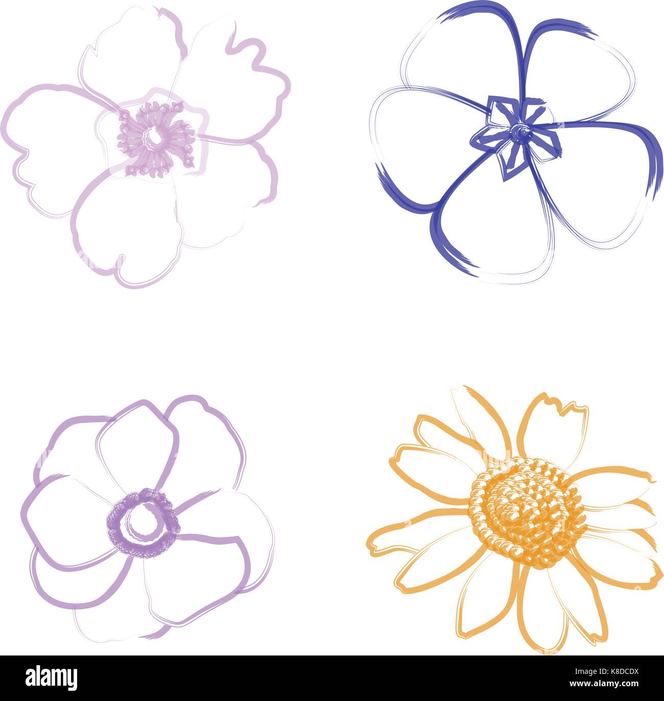 Conjunto De Contornos De Flores Imagen Vector De Stock Alamy