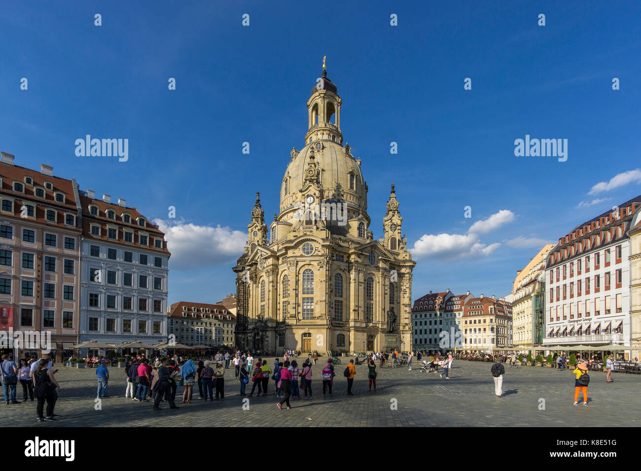 Dresde, la iglesia de Nuestra Señora en el nuevo mercado, frauenkirche auf dem neumarkt Foto de stock