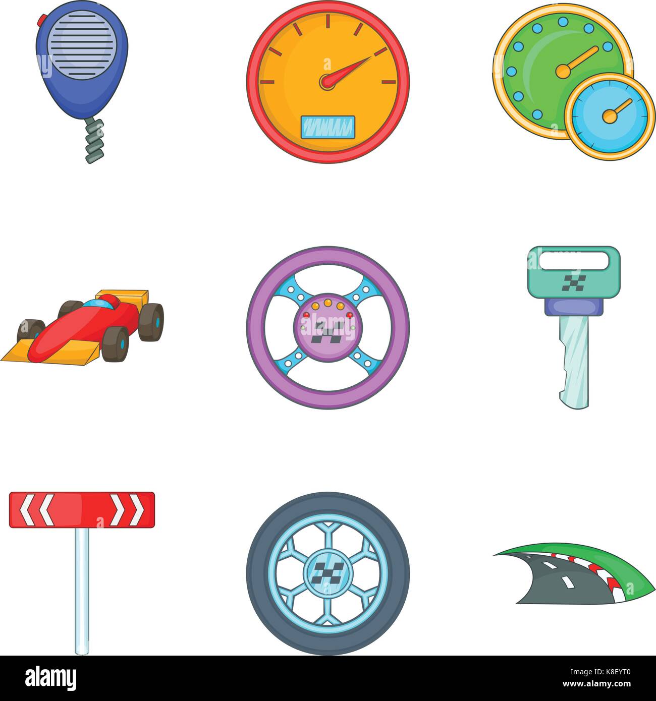 Exceso de velocidad, conjunto de iconos de estilo de dibujos animados Imagen Vector de stock - Alamy