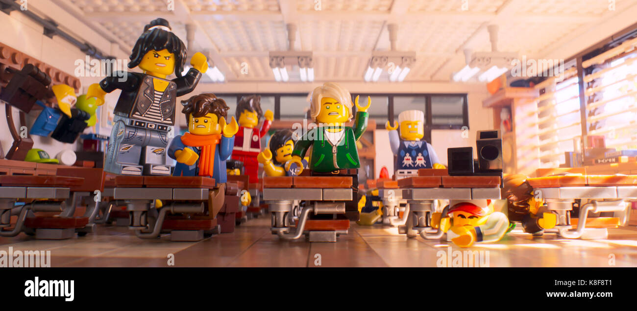 salir danés Precursor LA PELÍCULA de LEGO NINJAGO, de izquierda, Nya (voz: Abbi Jacobson), Jay  (voz: Kumail Nanjiani), Kai (voz: Michael pena), Cole (voz: Fred Armisen),  Lloyd (voz: Dave Franco), Zane (voz: Zach Woods), 2017. ©