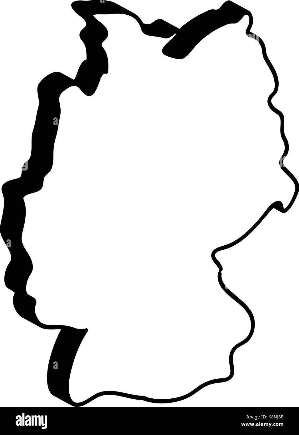 Alemania mapa vector icono símbolo diseño ilustración. Silhouette aislado sobre fondo blanco. Ilustración del Vector