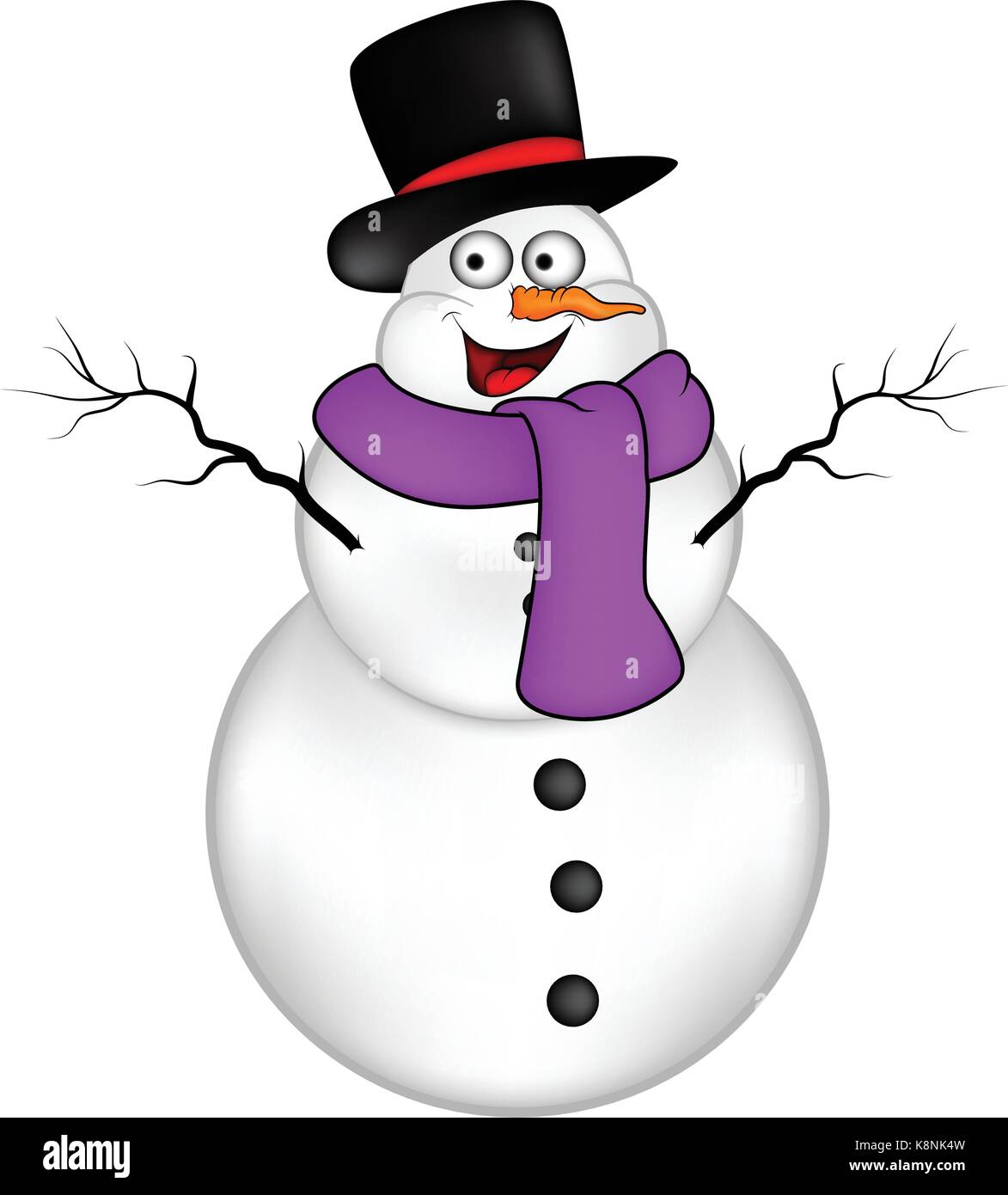 El muñeco de nieve de Navidad diseño de dibujos animados para la tarjeta.  Icono de invierno, símbolo ilustración vectorial aislado sobre fondo blanco  Imagen Vector de stock - Alamy