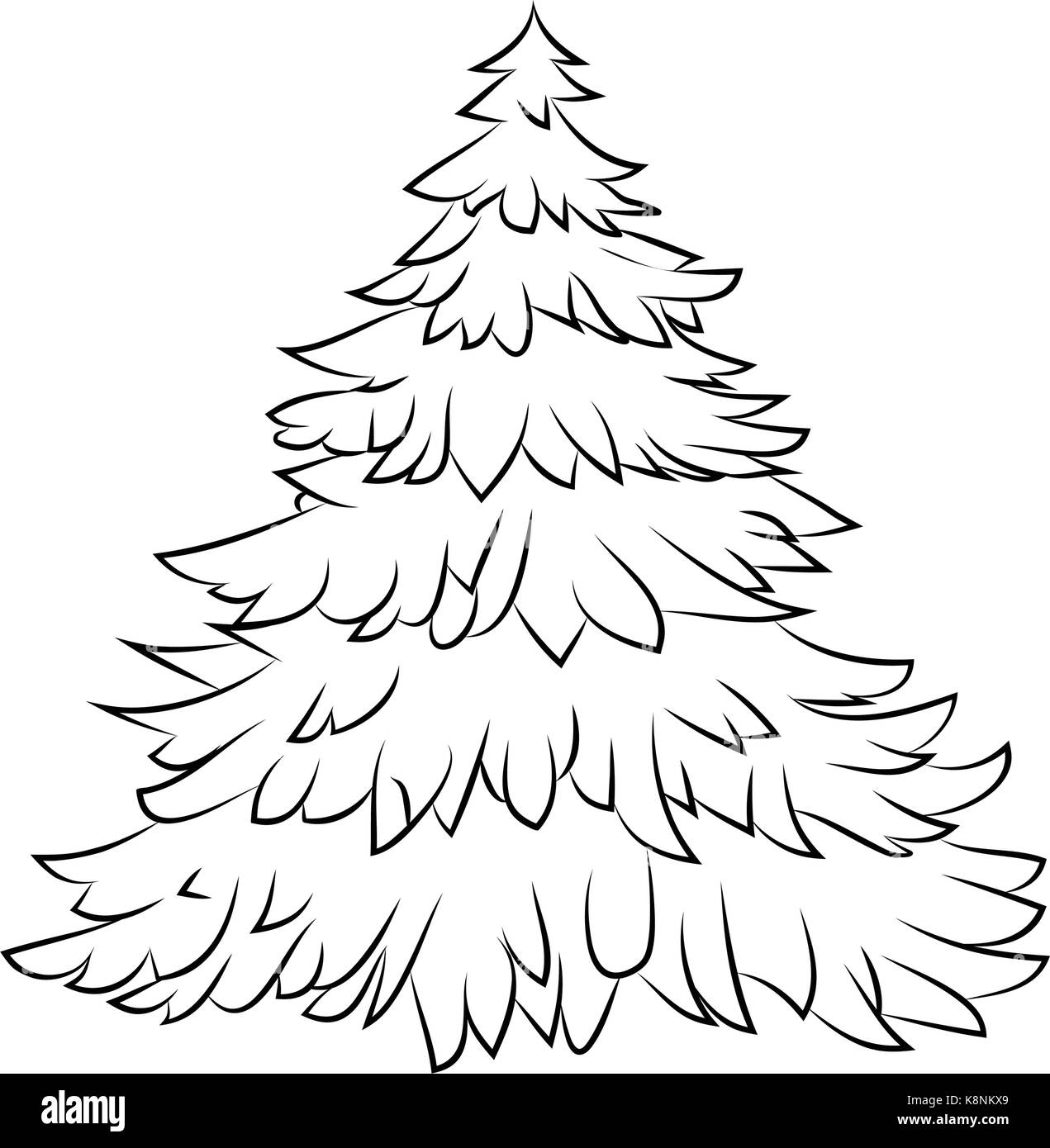 Silueta de árbol de Navidad, dibujos animados diseño de tarjeta, icono,  símbolo. Ilustración vectorial de invierno aislado sobre fondo blanco  Imagen Vector de stock - Alamy