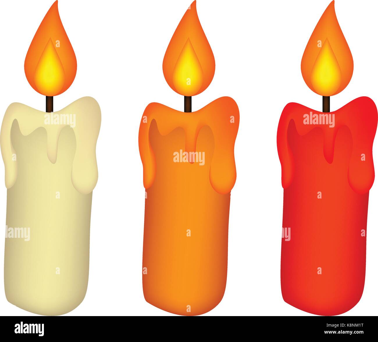 Navidad CANDLE SET, quemando velas de cera, el símbolo, el icono del  diseño. Ilustración vectorial de invierno aislado sobre fondo blanco Imagen  Vector de stock - Alamy