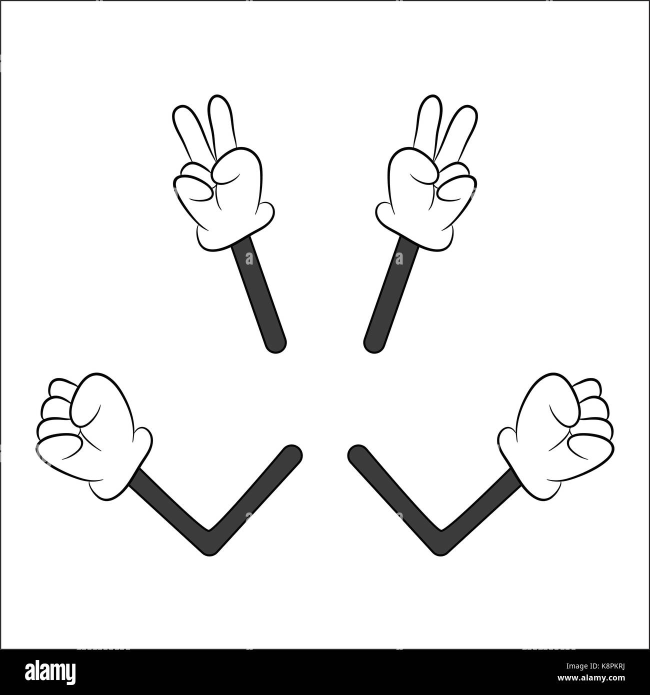 Imagen de dibujos animados con brazo mano guantes humano gesto. Ilustración  vectorial aislado sobre fondo blanco Imagen Vector de stock - Alamy