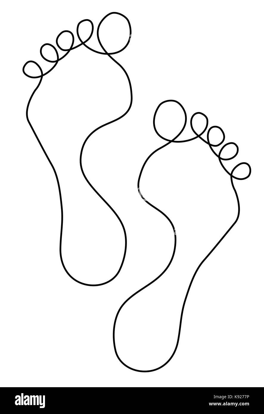Dibujo de una línea de pies Imagen Vector de stock - Alamy
