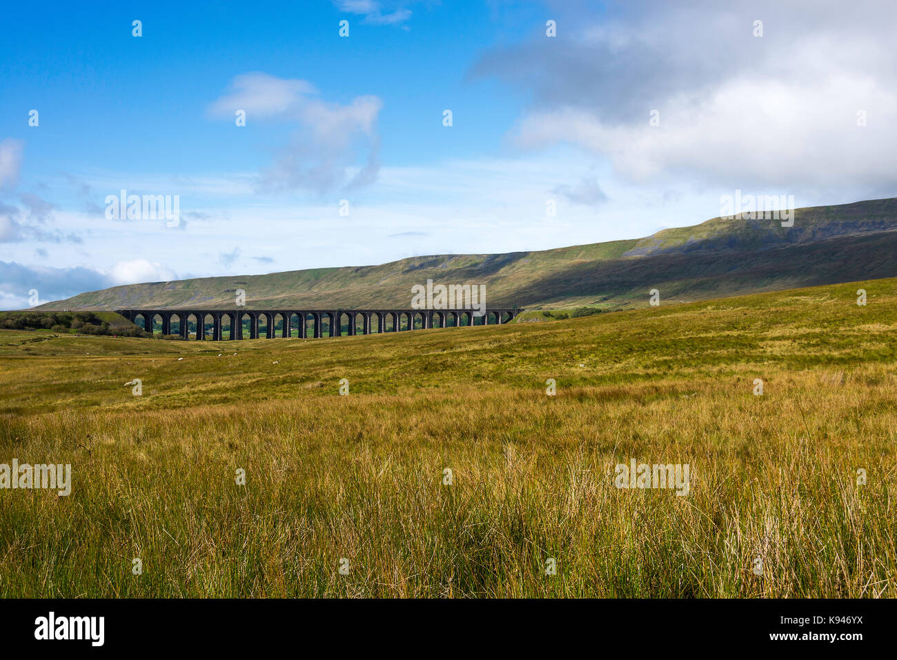 La Ribblehead Viaduct llevando dirimir a Carlisle Railway en Batty Moss en Ribblehead North Yorkshire England Reino Unido Foto de stock