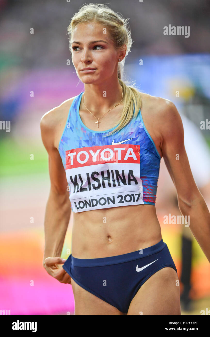 Darya Klishina (Rusia), Medalla de Plata en salto de longitud - Campeonatos Mundiales de Atletismo de la IAAF - Londres 2017 Foto de stock