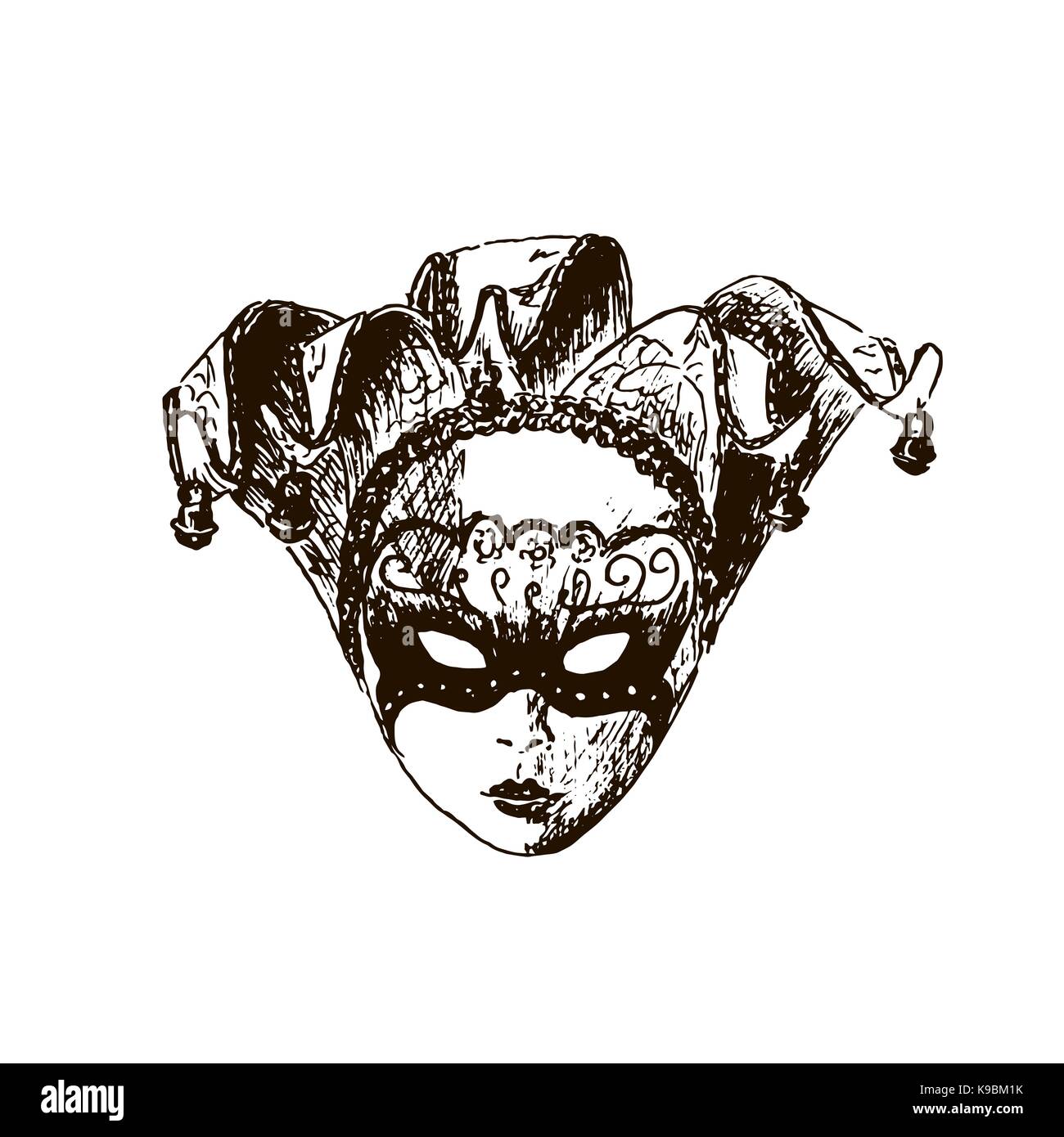 Colección de máscaras de carnaval de venecia dibujadas a mano