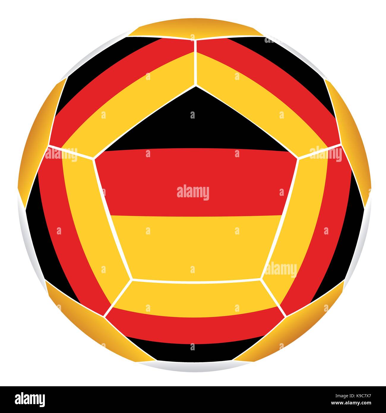 Balón de fútbol con bandera alemana aislado sobre fondo blanco. Ilustración del Vector