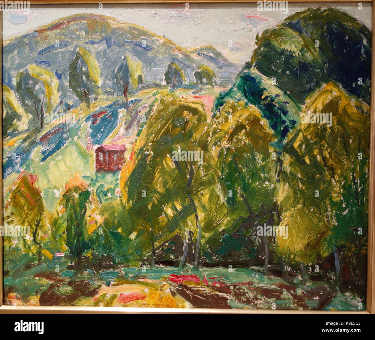 Paisaje Marlboro (Casa en colinas) por Alfred H. Maurer, c. En 1916, el aceite de la junta gessoed New Britain Museum of American Art DSC09706 Foto de stock