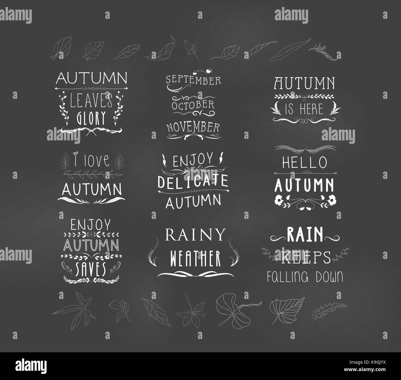 Conjunto de elementos de diseño retro con temática de otoño otoño elementos vintage Ilustración del Vector