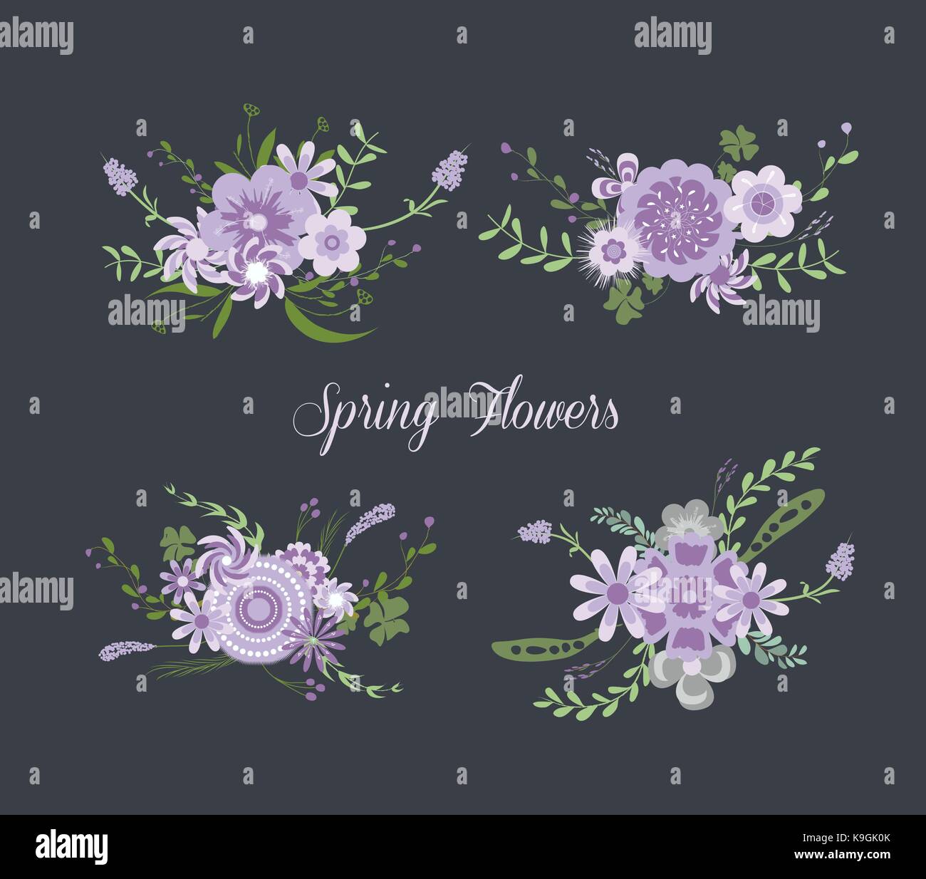 Pizarra primavera flores púrpura Imagen Vector de stock - Alamy