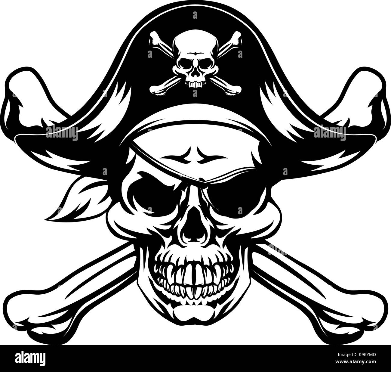 Vector de ilustración de logotipo de calavera de piratas